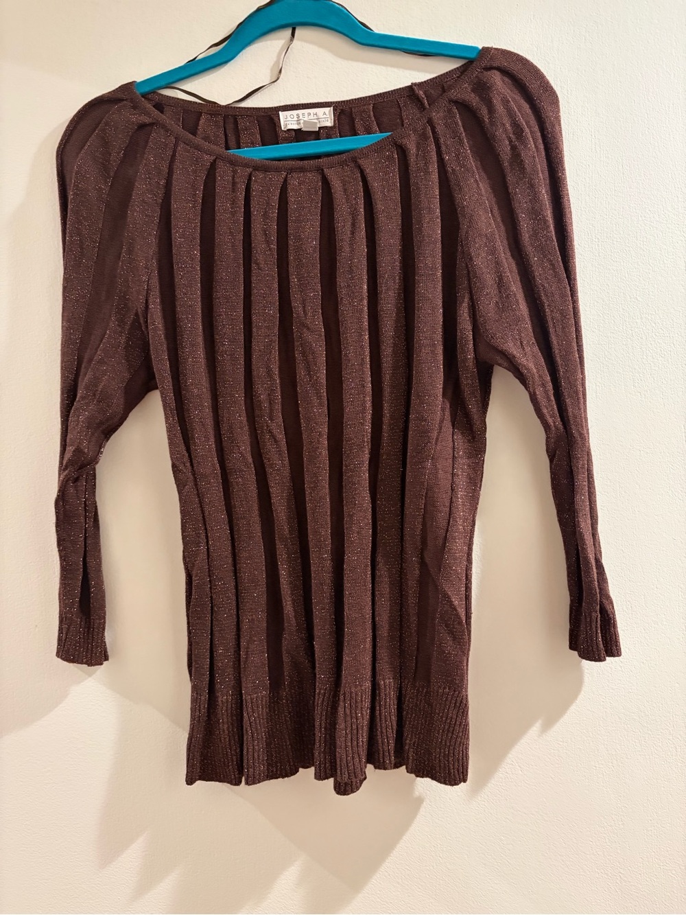 Joseph Metallic Brown Ribbed Boatneck Sweater